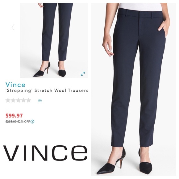 VINCE Stretch Wool Trouser Pants - Picture 1 of 8